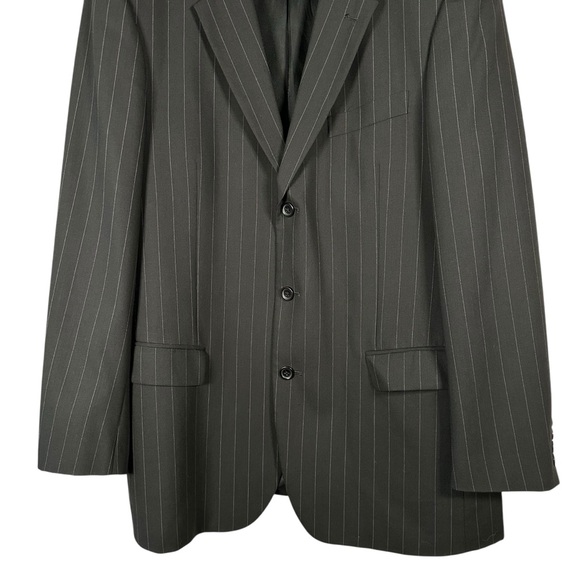 EMANUAL Emanuel Ungaro 44R Pinstripe Suit Jacket Blazer Formal Black Tie Work - Picture 11 of 11